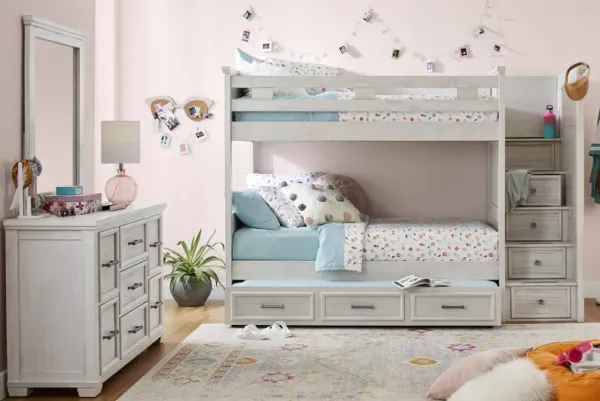 Kids Canyon Lake Ash Gray Twin/Twin Step Bunk