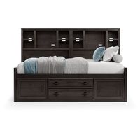 Kids Creekside 2.0 Charcoal 5 Pc Twin Bookcase Wall Bed with Storage Rail