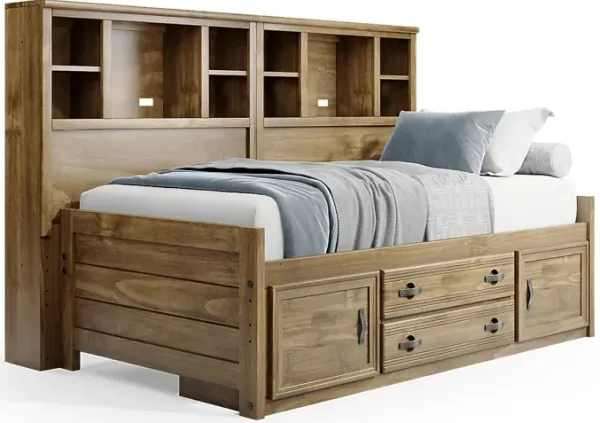 Kids Creekside 2.0 Chestnut Twin Bookcase Wall Bed with Storage Side Rail