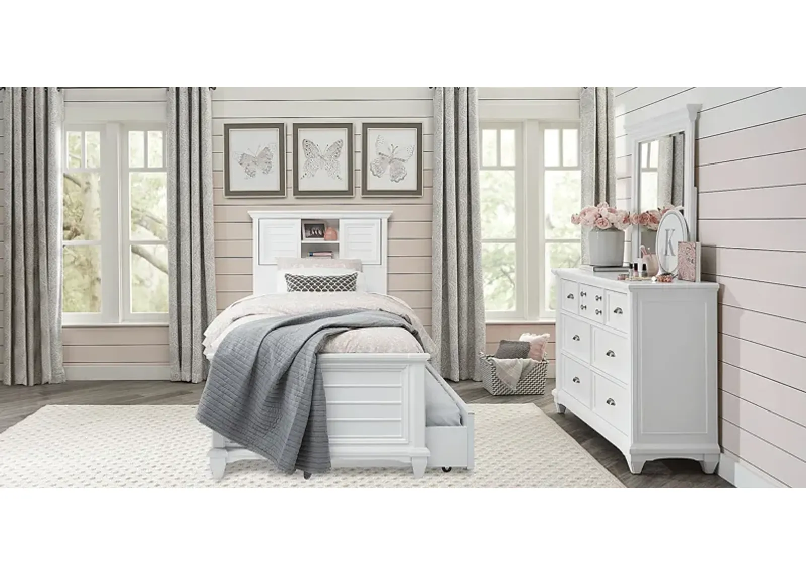 Kids Hilton Head White 5 Pc Twin Bookcase Bedroom