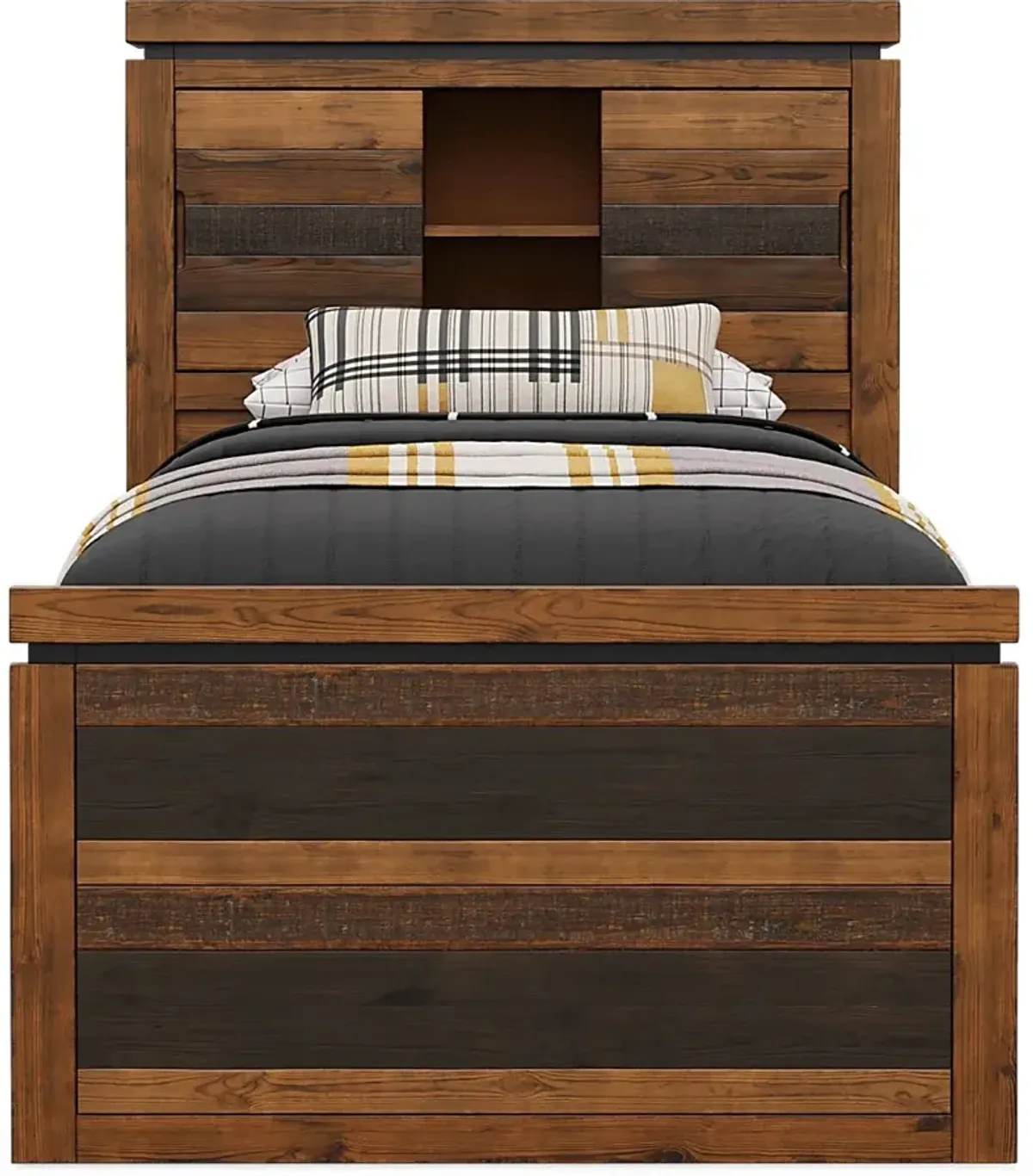 Kids Westover Hills Jr. Brown Twin Bookcase Bed with Storage Side Rail