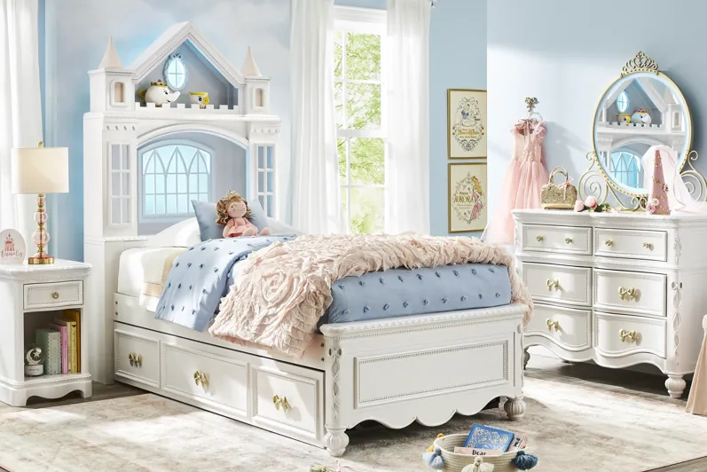 Disney Princess Sparkle White Full Castle Bedroom