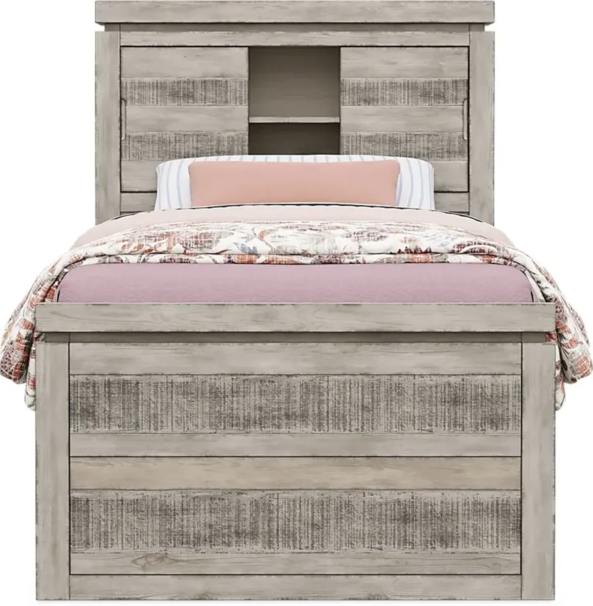 Kids Westover Hills Jr. Gray Twin Bookcase Bed with Storage Side Rail