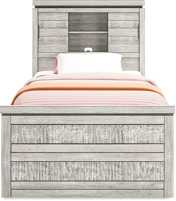Kids Westover Hills Jr. Gray Twin Bookcase Bed with Storage Side Rail