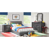 Kids Modern Colors Iron Ore 5 Pc Bedroom with Recharged Gray Twin Bed