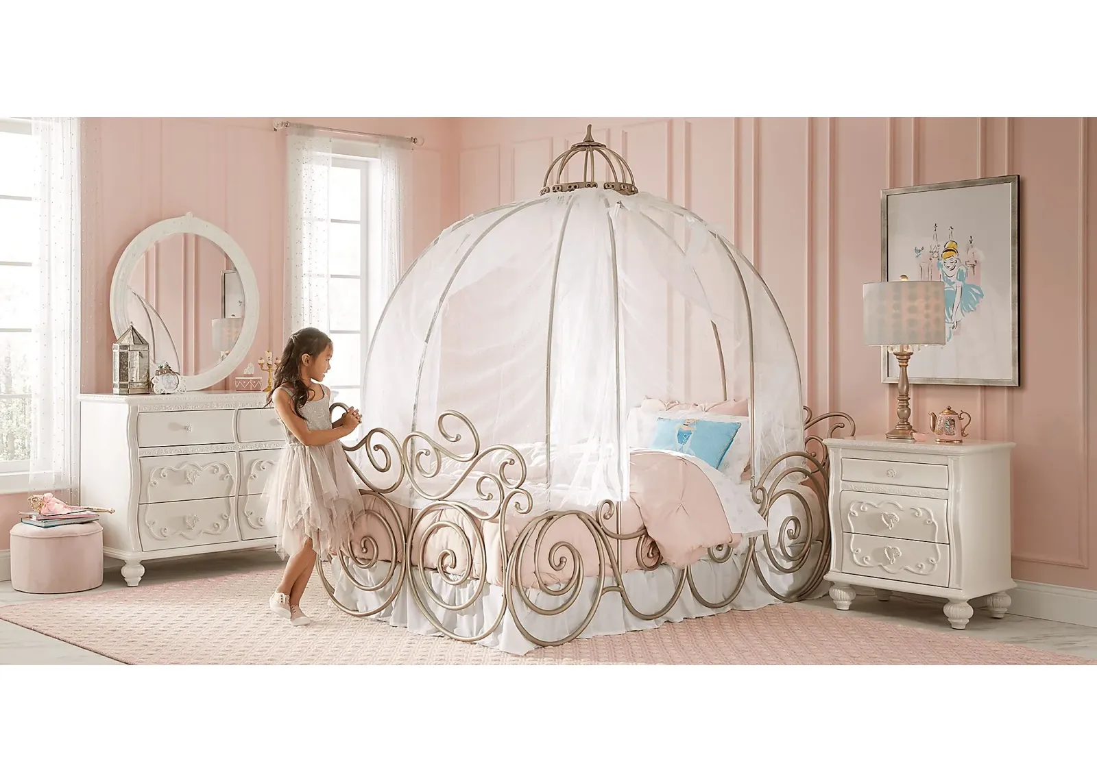 Disney Princess Dreamer White 7 Pc Twin Carriage Bedroom