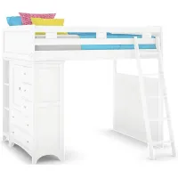 Ivy League 2.0 White Full Loft with Chest and Bookcase