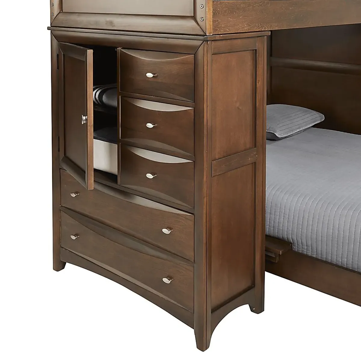 Ivy League 2.0 Walnut Full Loft with Chest and Bookcase