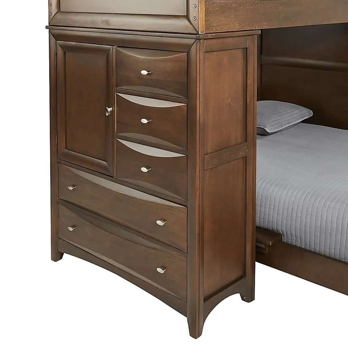 Ivy League 2.0 Walnut Full Loft with Chest and Bookcase