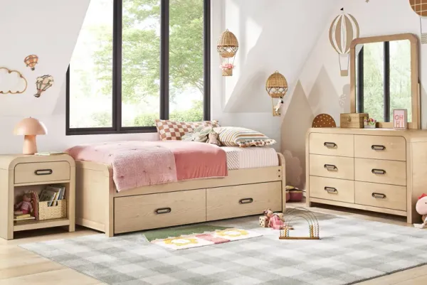 Kids Hidden Hills Light Oak Twin Low Profile Bedroom