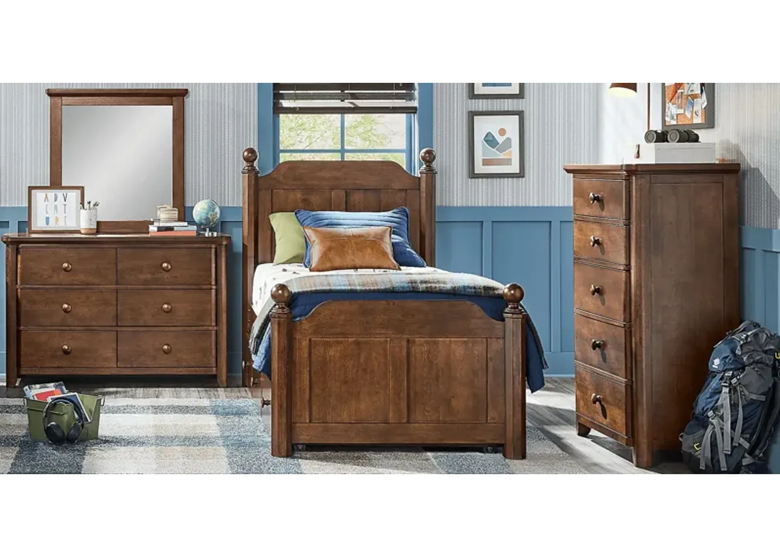 Kids South Bend Brown Cherry 5 Pc Twin Poster Bedroom