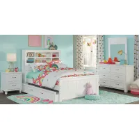 Kids Cottage Colors White 5 Pc Full Bookcase Bedroom