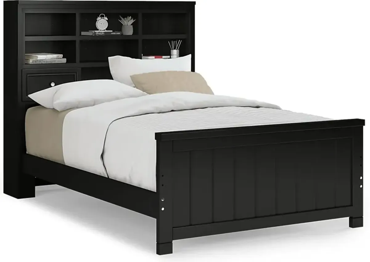 Kids Cottage Colors Black 5 Pc Full Bookcase Bedroom