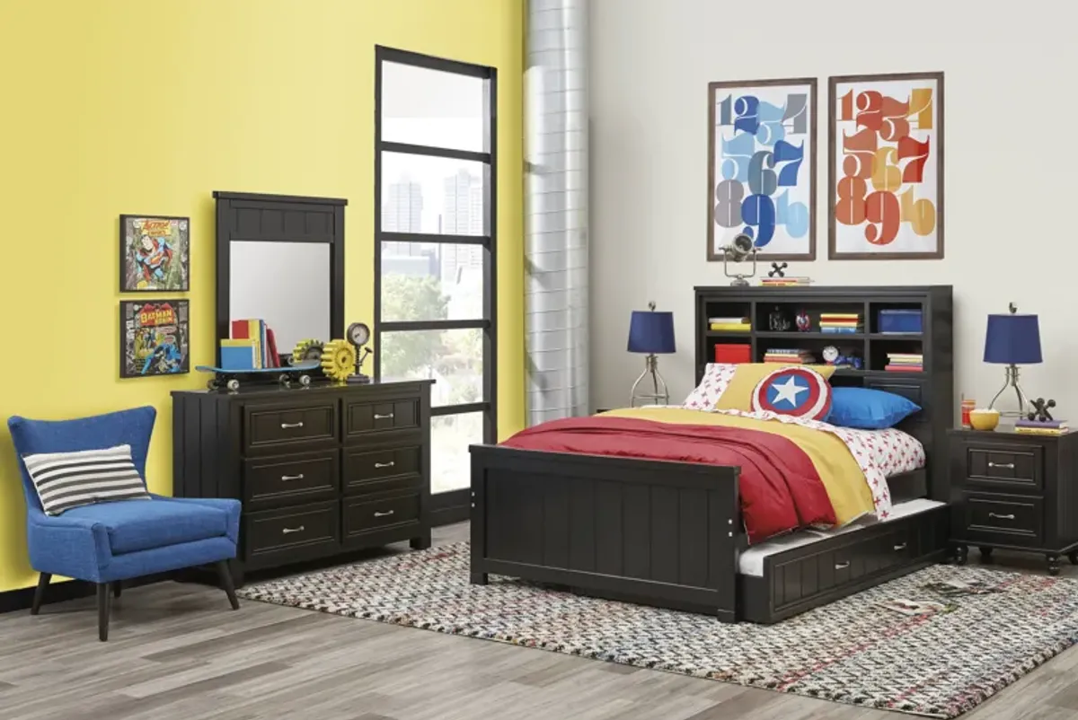 Kids Cottage Colors Black Full Bookcase Bedroom