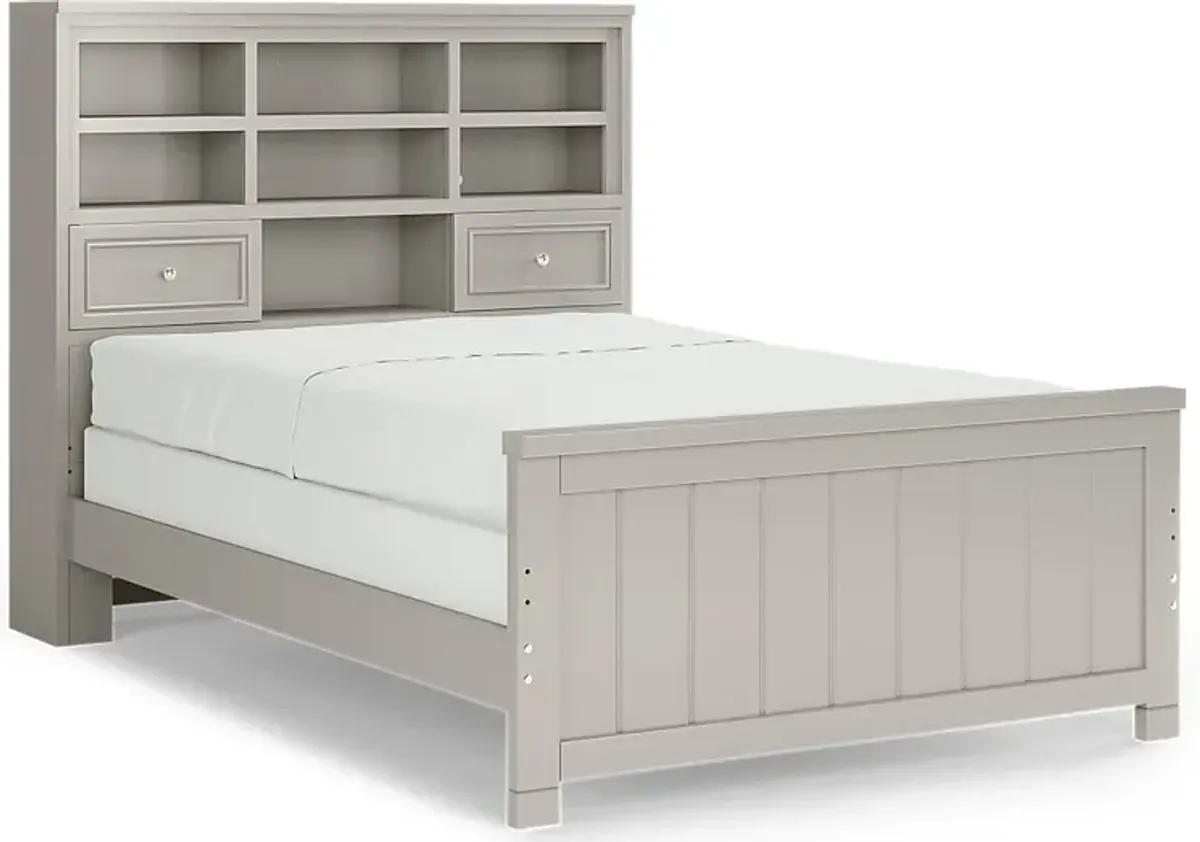 Kids Cottage Colors Gray 5 Pc Full Bookcase Bedroom