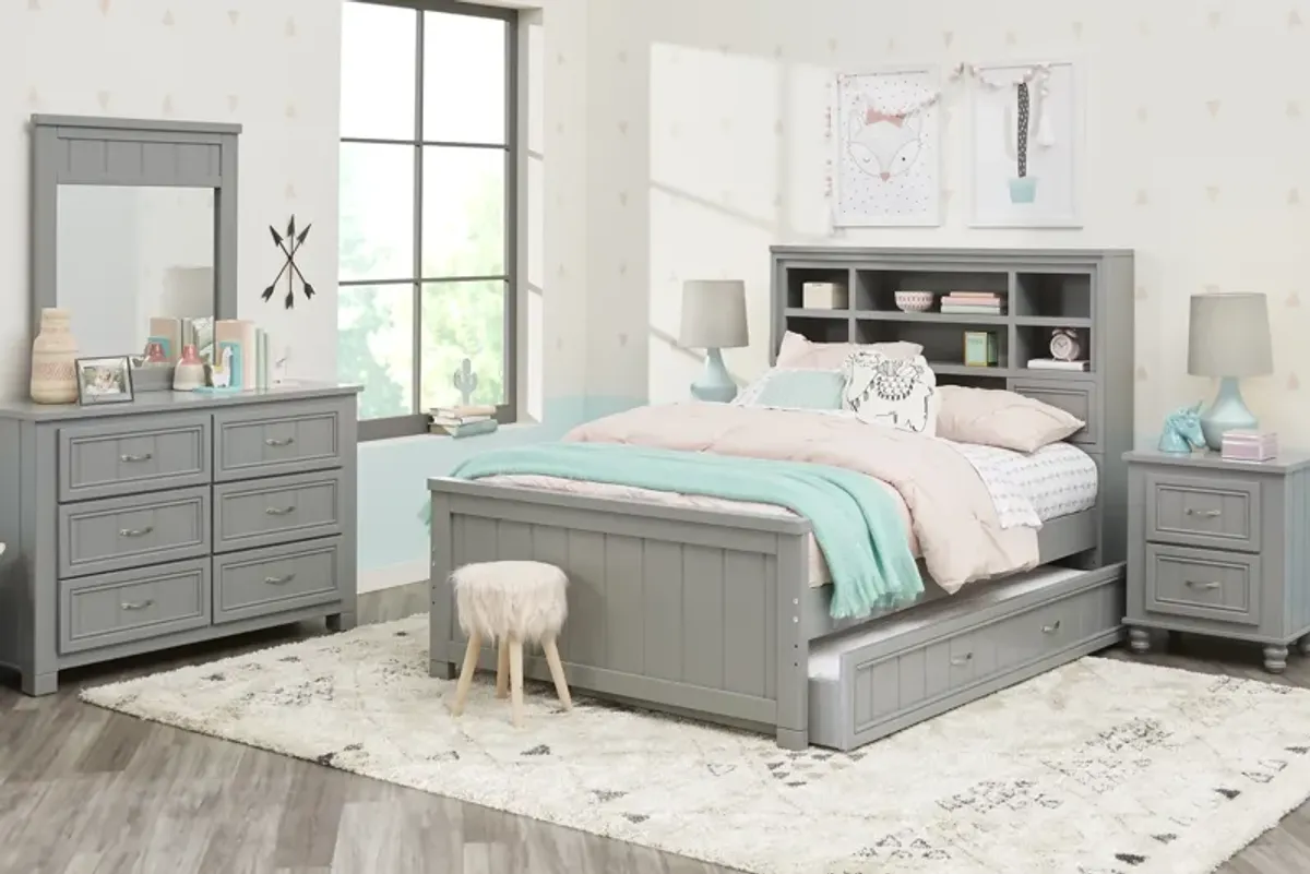 Kids Cottage Colors Gray Full Bookcase Bedroom