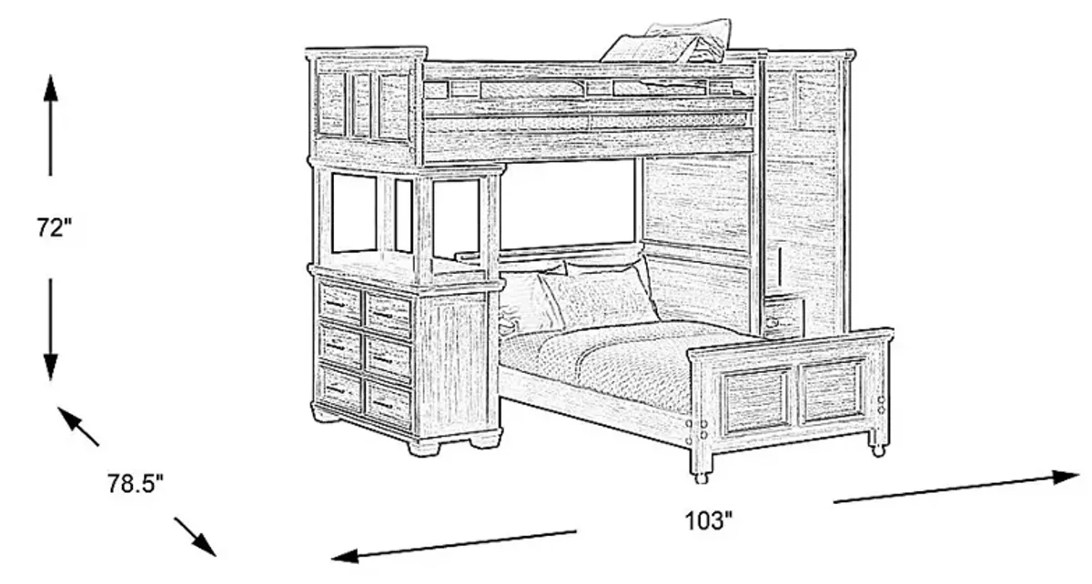 Kids Canyon Lake Java Twin/Twin Step Loft with Dresser