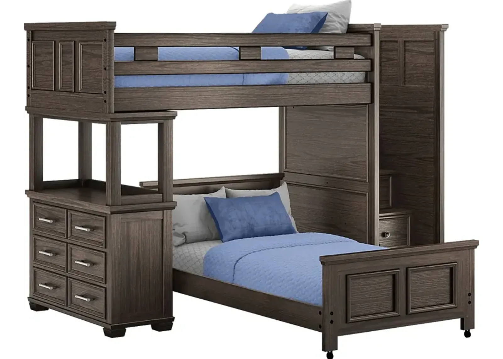 Kids Canyon Lake Java Twin/Twin Step Loft with Dresser