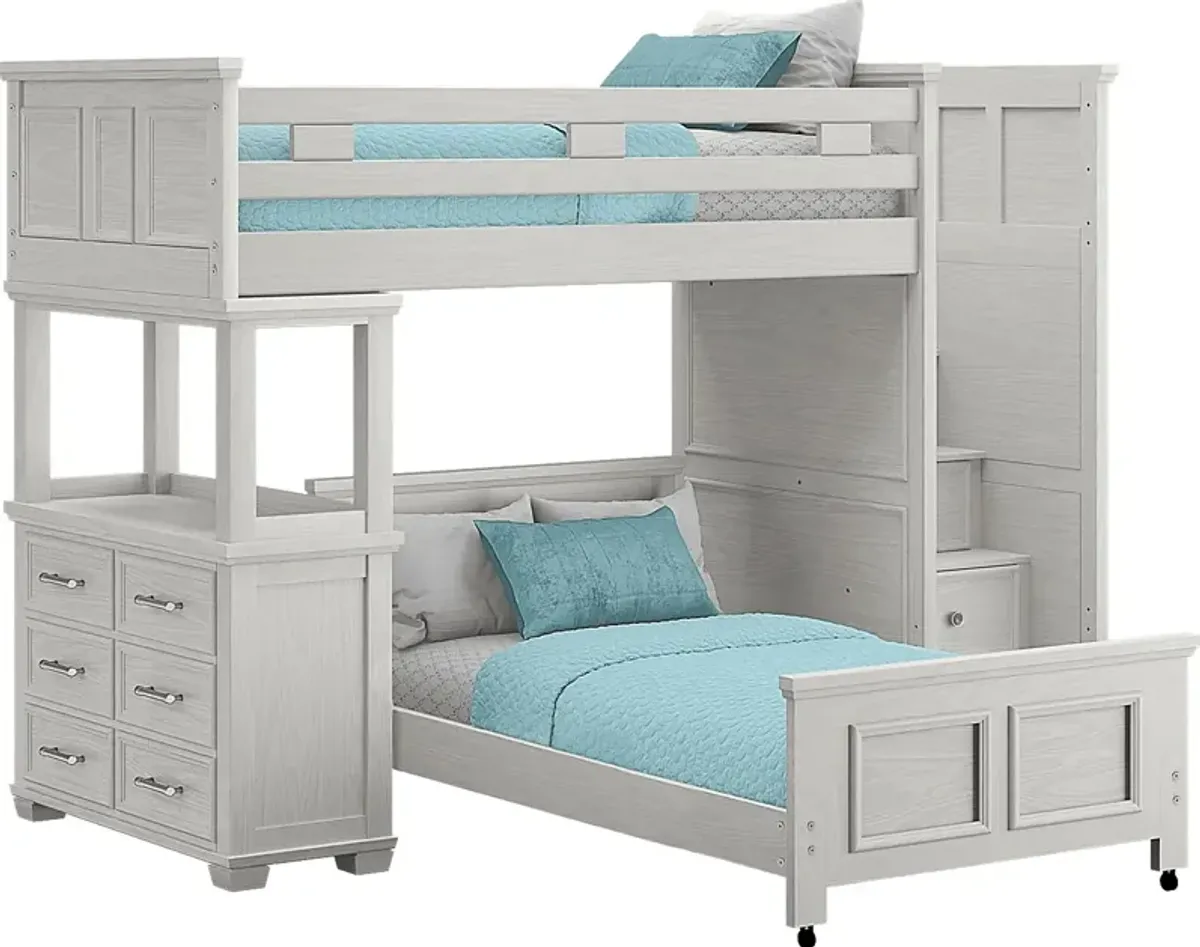 Kids Canyon Lake Ash Gray Twin/Twin Step Loft with Dresser