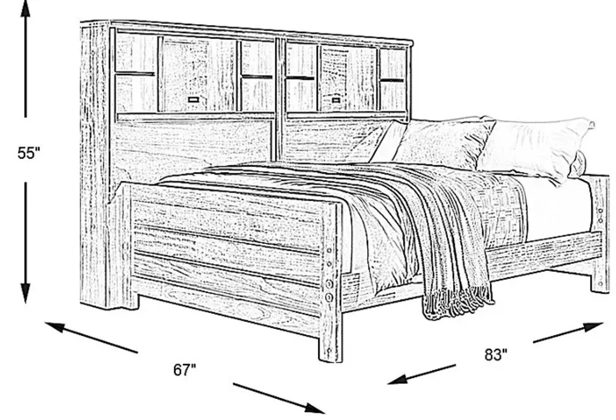 Kids Creekside 2.0 Charcoal 5 Pc Full Bookcase Wall Bed