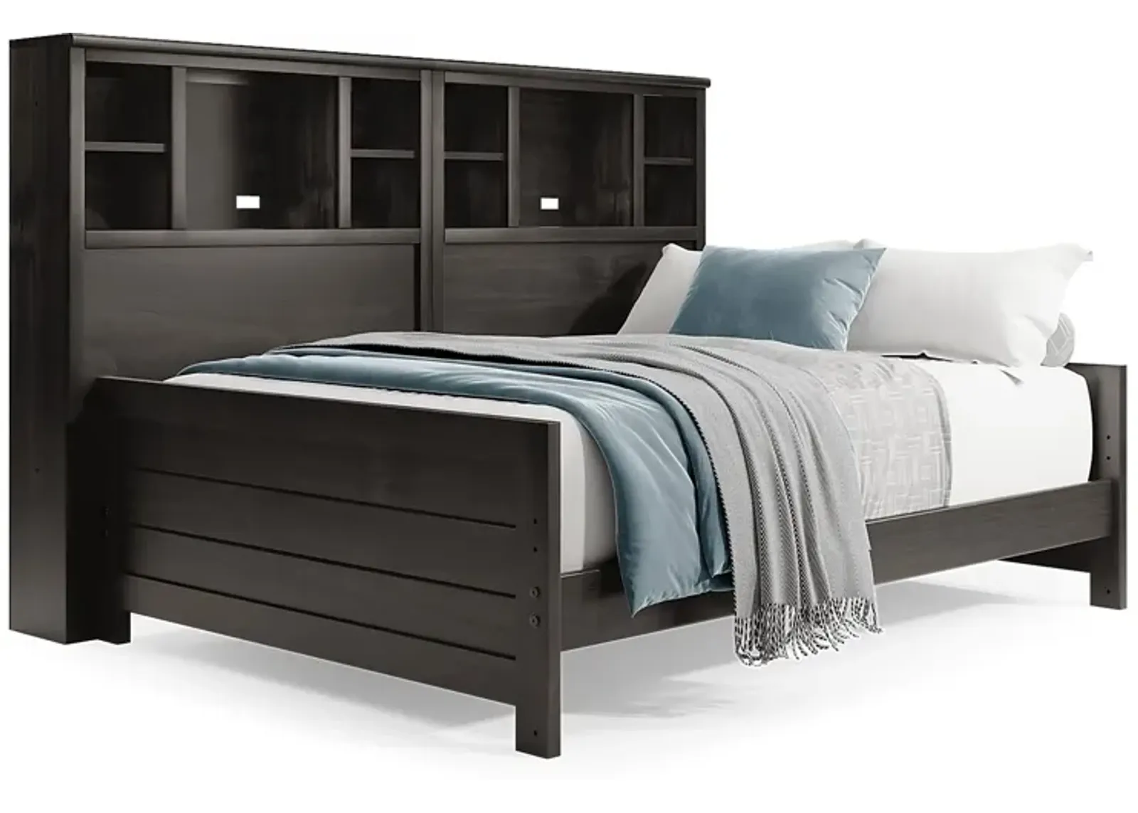 Kids Creekside 2.0 Charcoal 5 Pc Full Bookcase Wall Bed