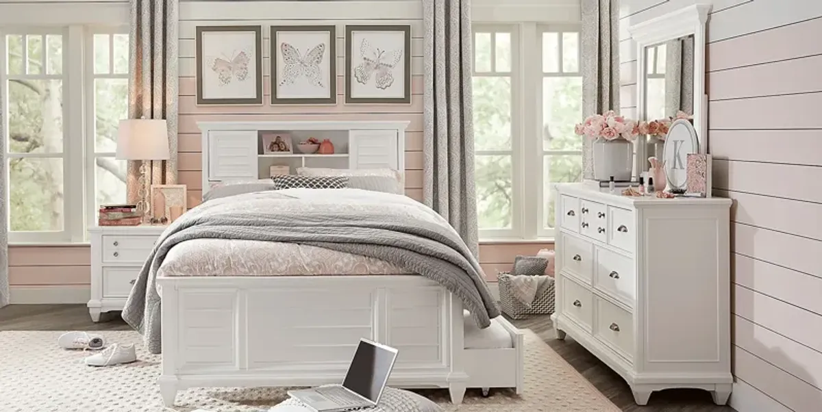 Kids Hilton Head White Full Bookcase Bedroom