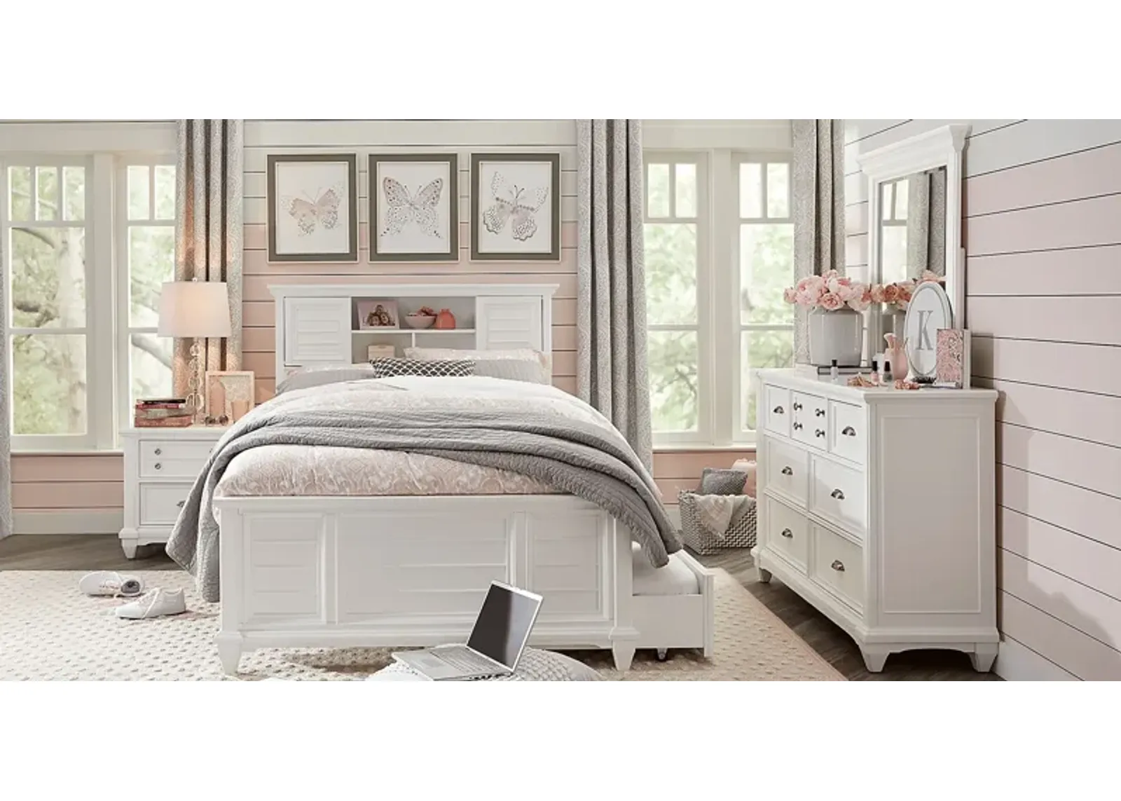 Kids Hilton Head White 5 Pc Full Bookcase Bedroom