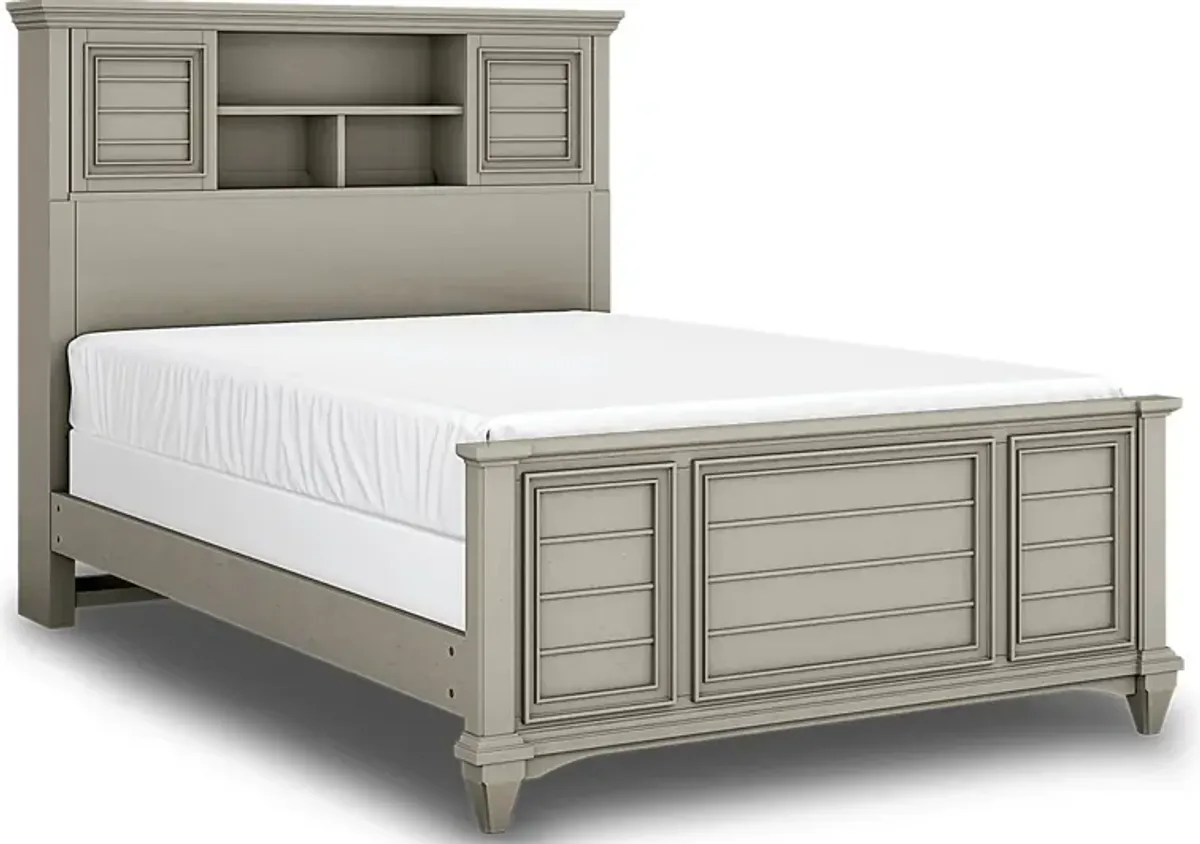 Kids Hilton Head Gray 5 Pc Full Bookcase Bedroom