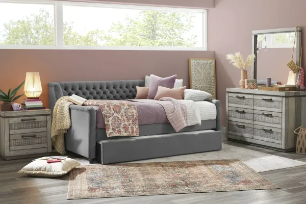Kids Westover Hills Jr. Gray Bedroom with Alena Charcoal Twin Daybed