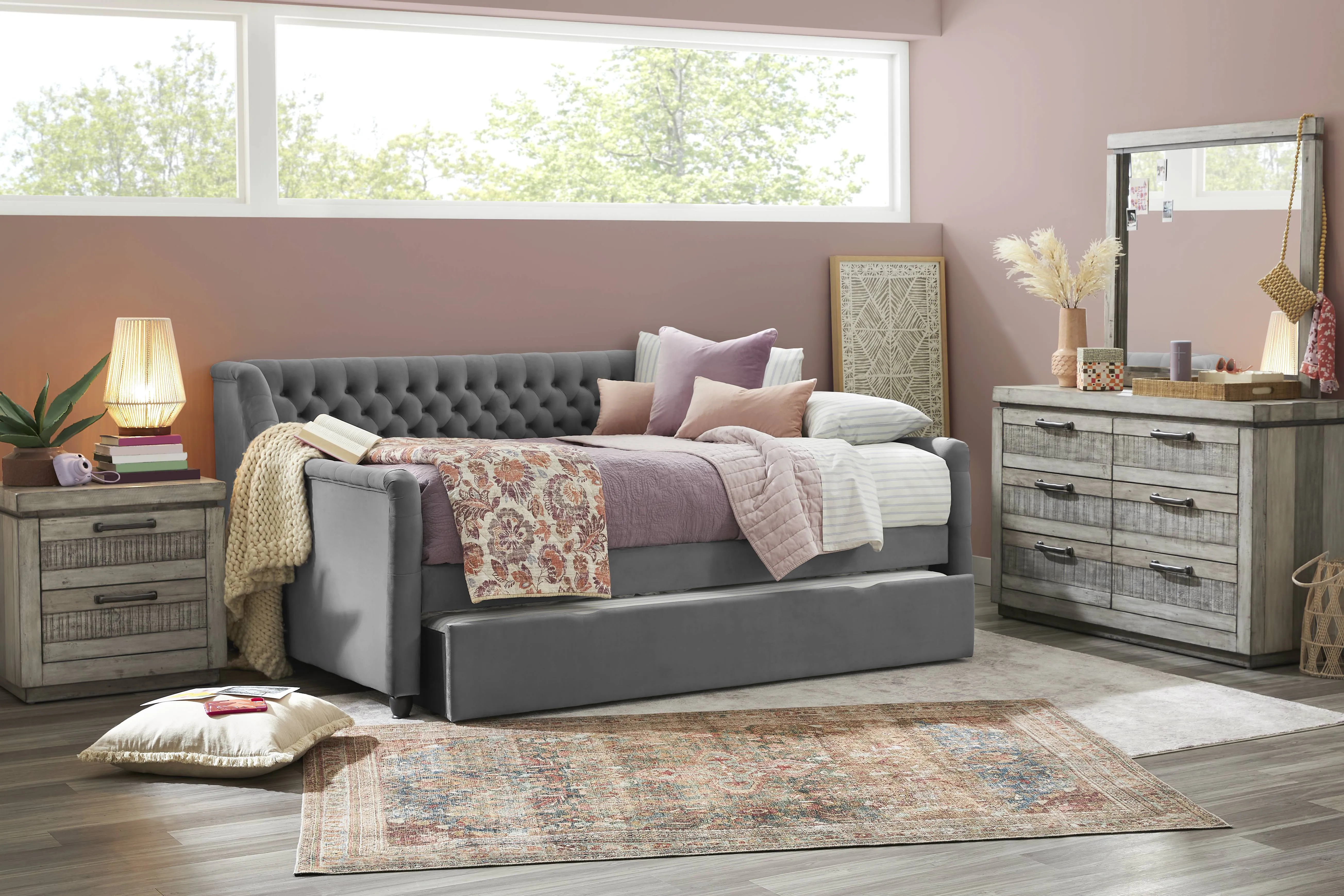 Kids Westover Hills Jr Gray Bedroom with Alena Charcoal Twin Daybed