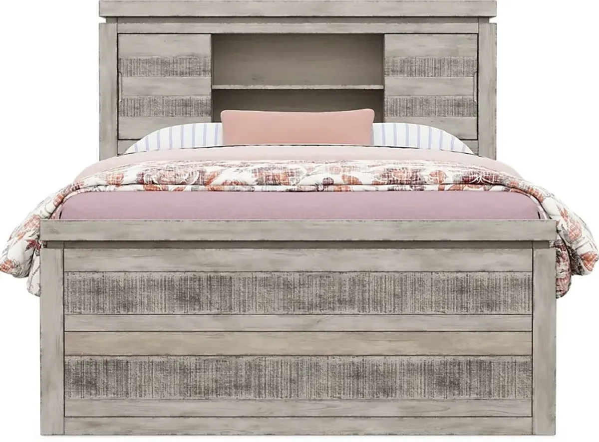 Kids Westover Hills Jr. Gray Full Bookcase Bed with Storage Side Rail