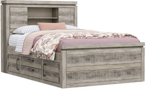 Kids Westover Hills Jr. Gray Full Bookcase Bed with Storage Side Rail