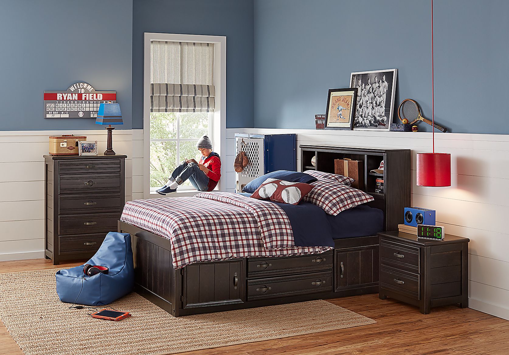 Kids Creekside Charcoal 3 Pc Full Bookcase Bed