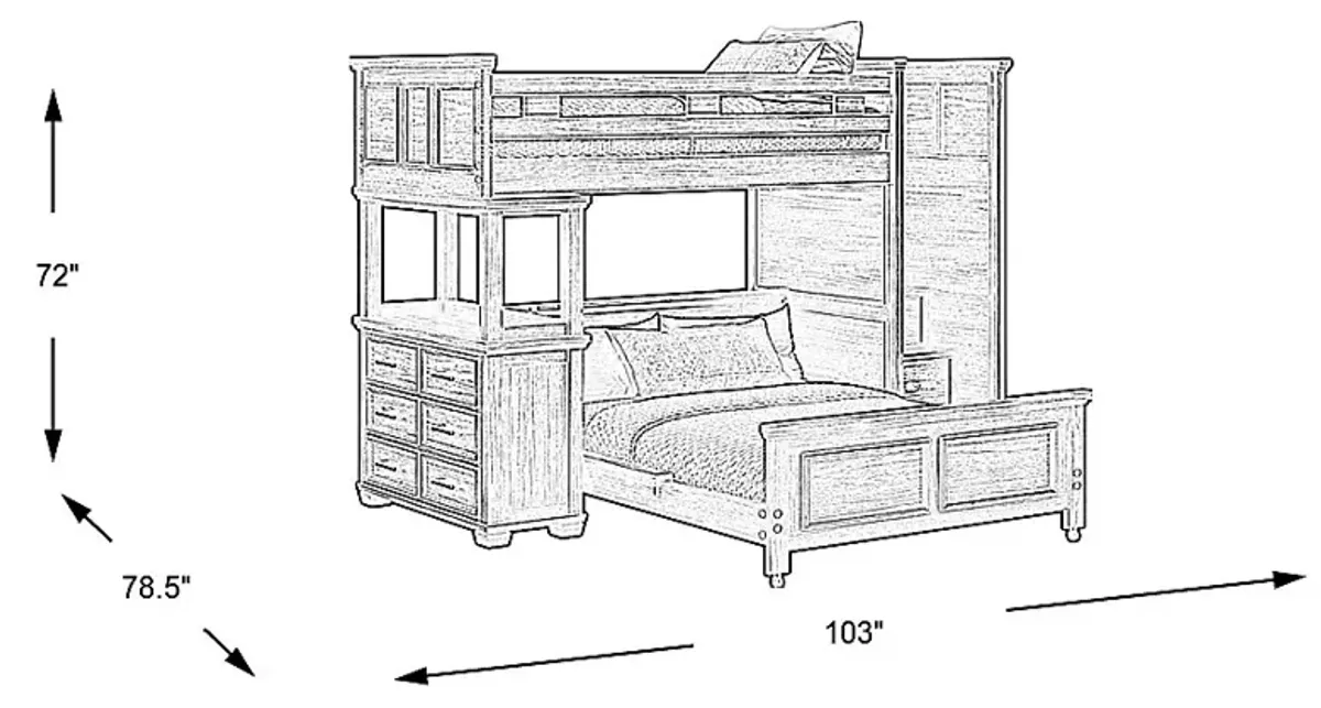 Kids Canyon Lake Java Twin/Full Step Loft with Dresser