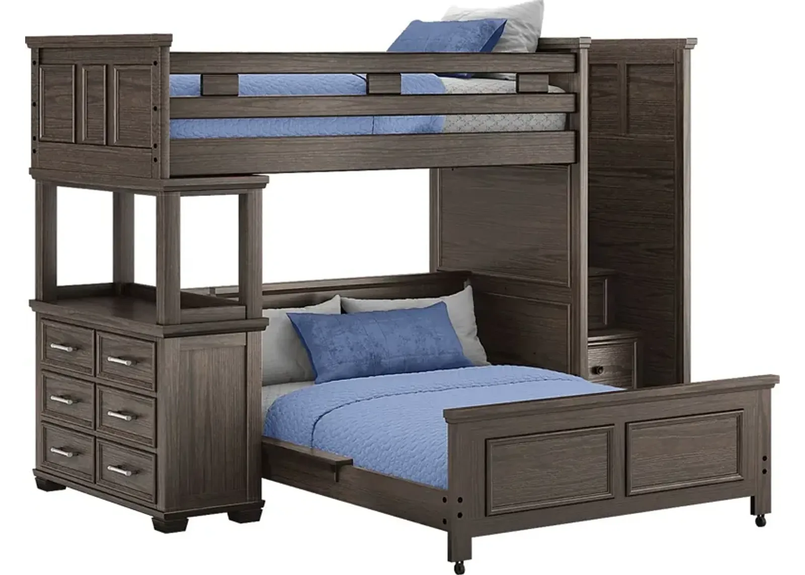 Kids Canyon Lake Java Twin/Full Step Loft with Dresser