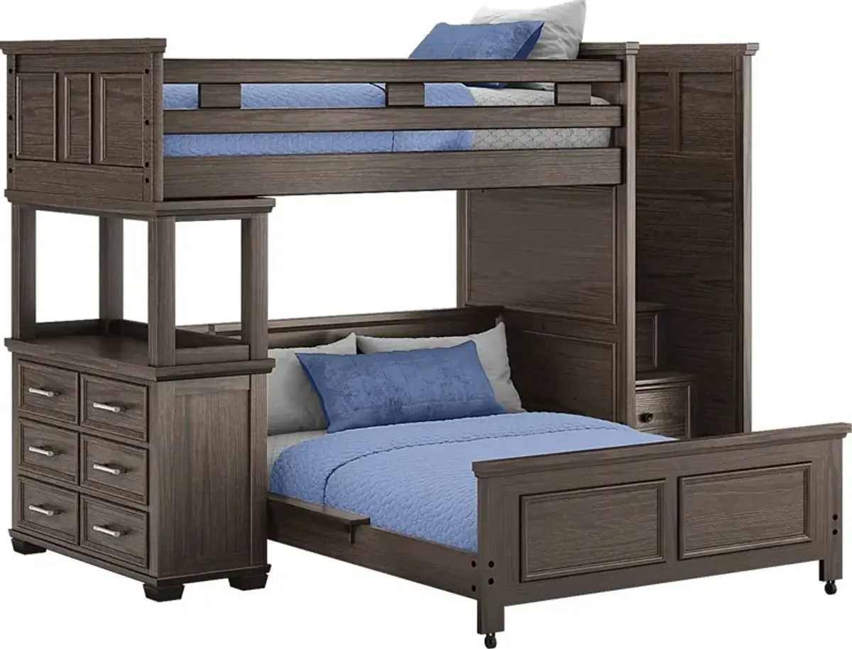 Kids Canyon Lake Java Twin/Full Step Loft with Dresser