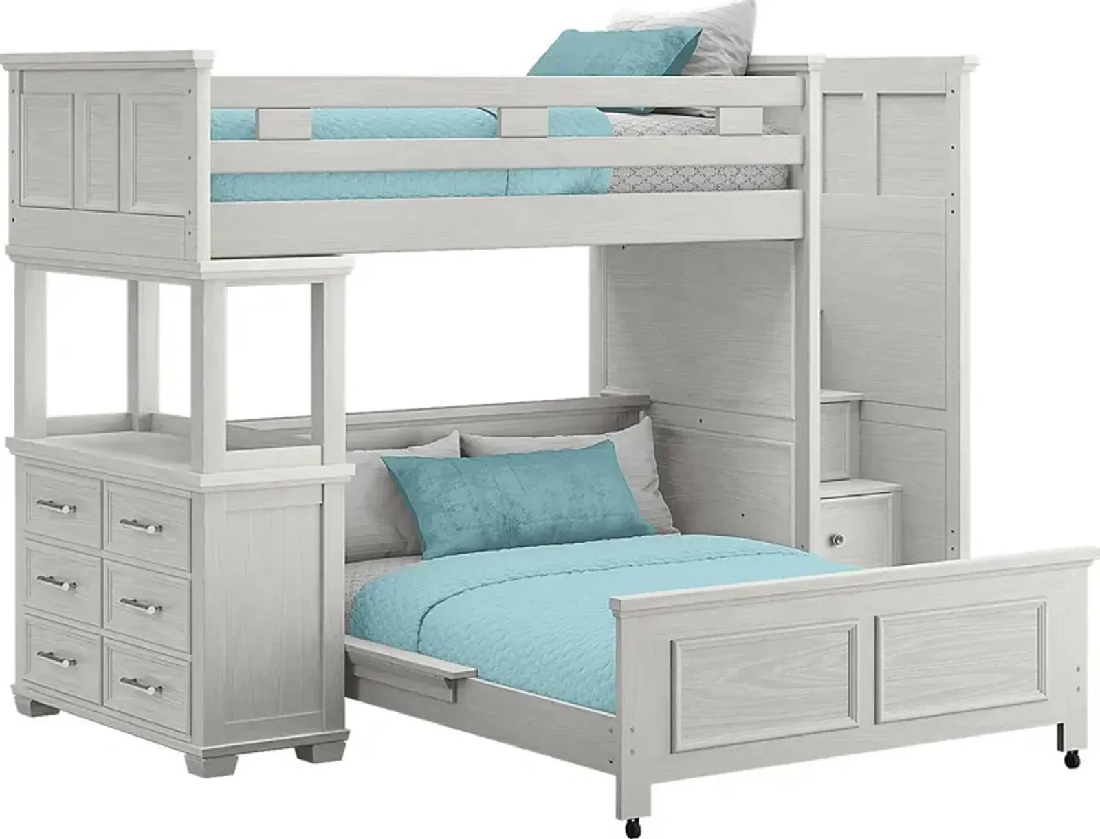 Kids Canyon Lake Ash Gray Twin/Full Step Loft with Dresser