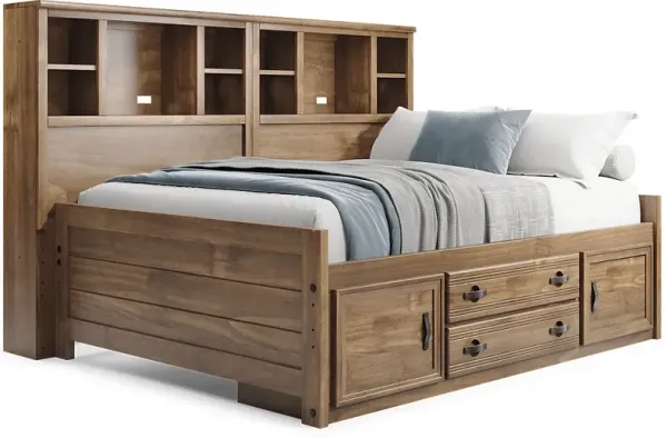 Kids Creekside 2.0 Chestnut Full Bookcase Wall Bed with Storage Side Rail