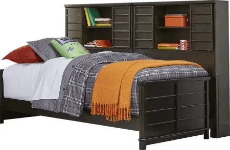 Kids Bay Street Charcoal 5 Pc Twin Bookcase Wall Bed