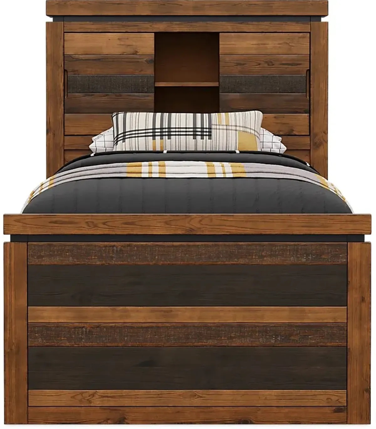 Kids Westover Hills Jr. Brown Twin Bookcase Bed with 2 Storage Side Rails
