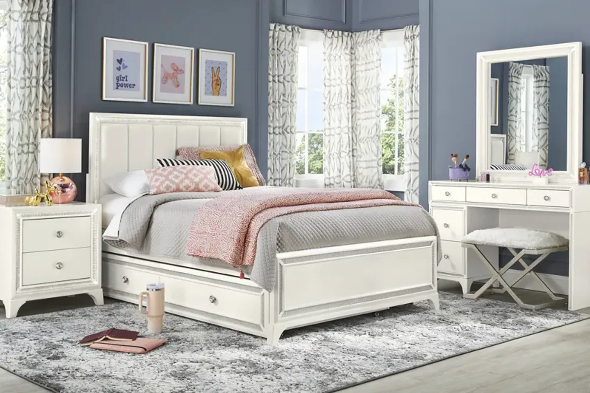 Kids Alyssa White Twin Lighted Bedroom