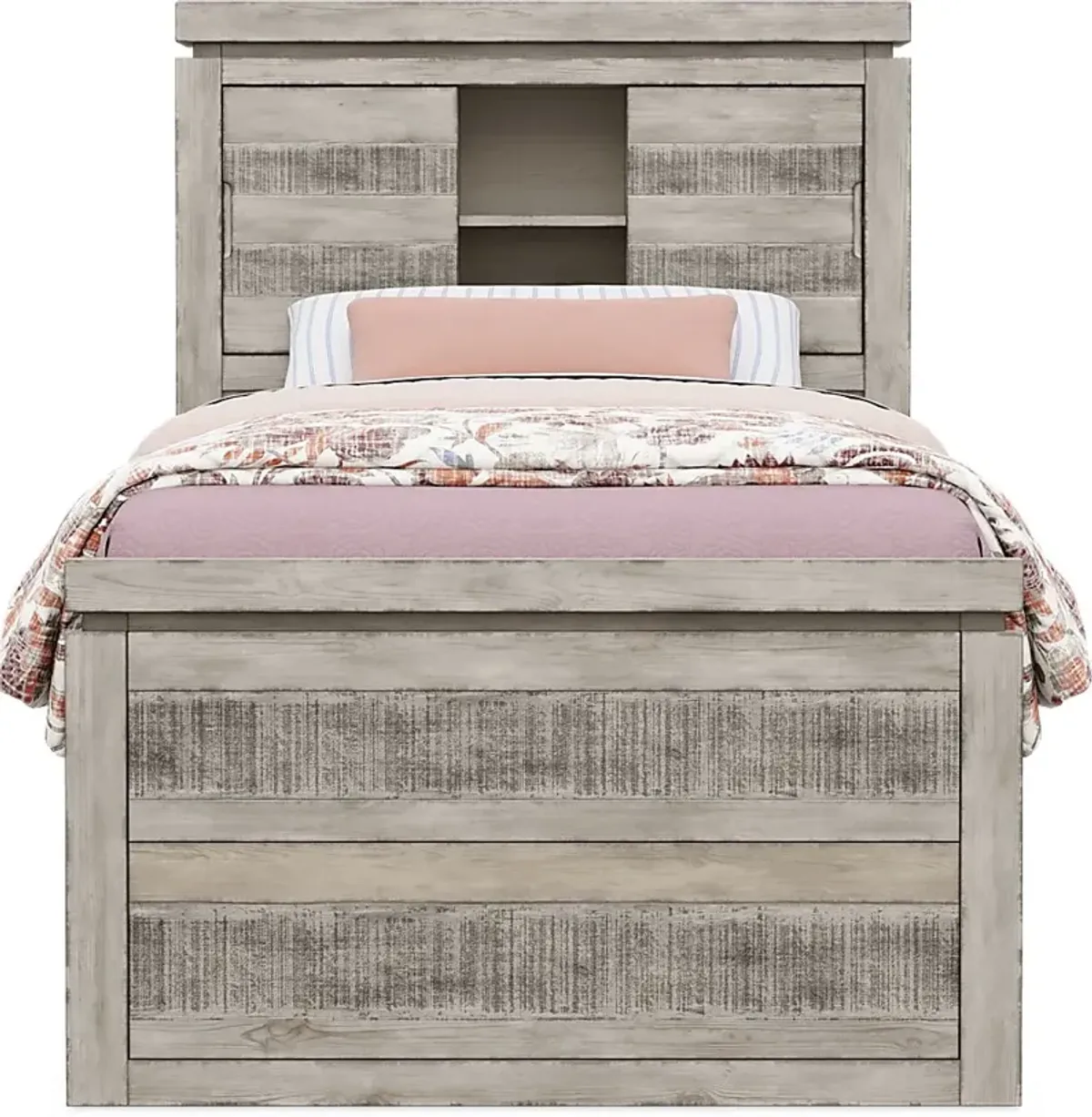 Kids Westover Hills Jr. Gray Twin Bookcase Bed with 2 Storage Side Rails