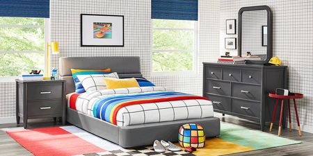 Kids Modern Colors Iron Ore 5 Pc Bedroom with Recharged Gray Full Bed