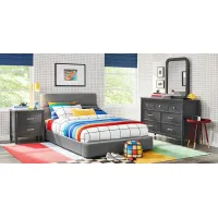 Kids Modern Colors Iron Ore 5 Pc Bedroom with Recharged Gray Full Bed