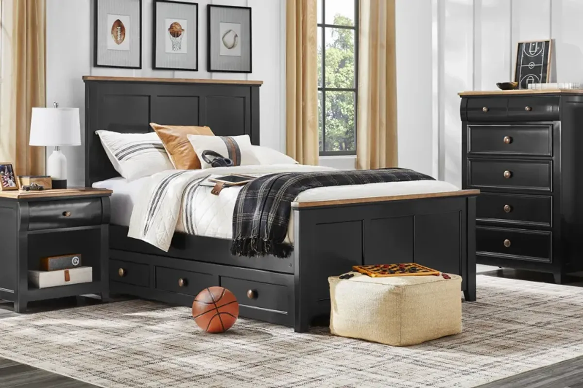 Kids Sugar Hollow Black Full Panel Bedroom