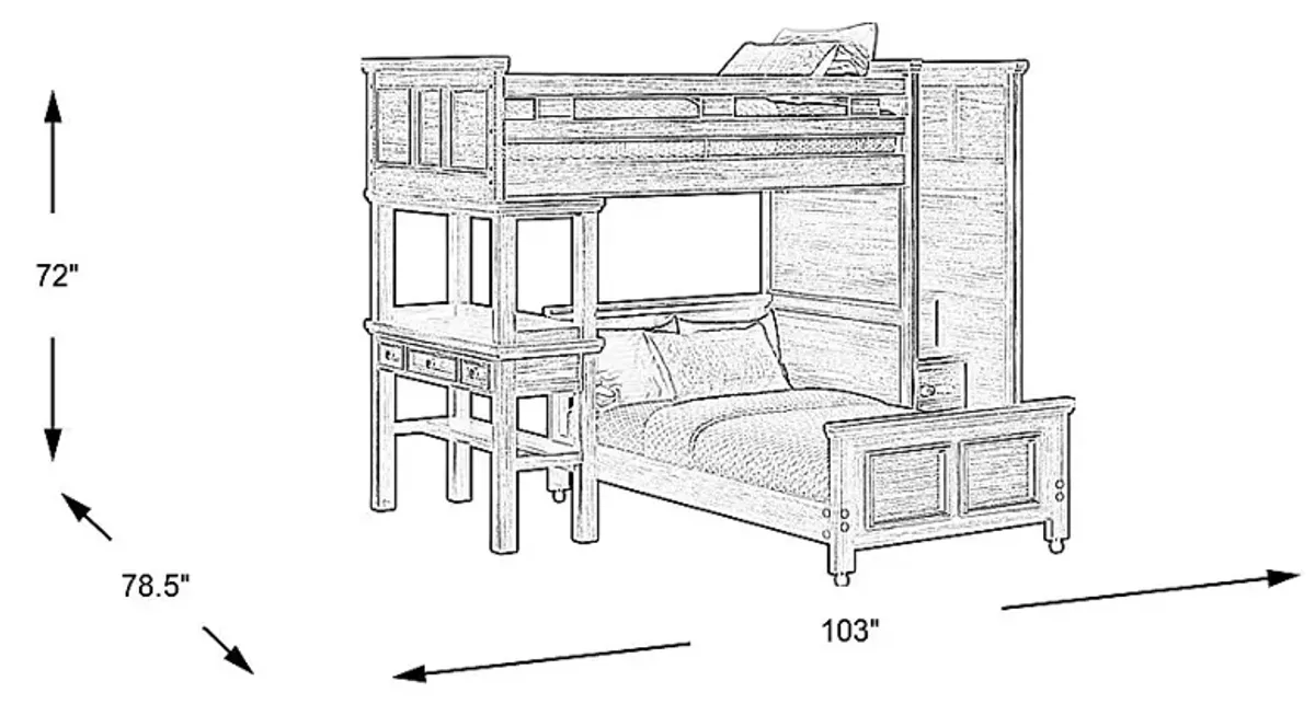 Kids Canyon Lake Java Twin/Twin Step Loft with Desk