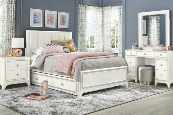 Kids Alyssa White Twin Lighted Bedroom