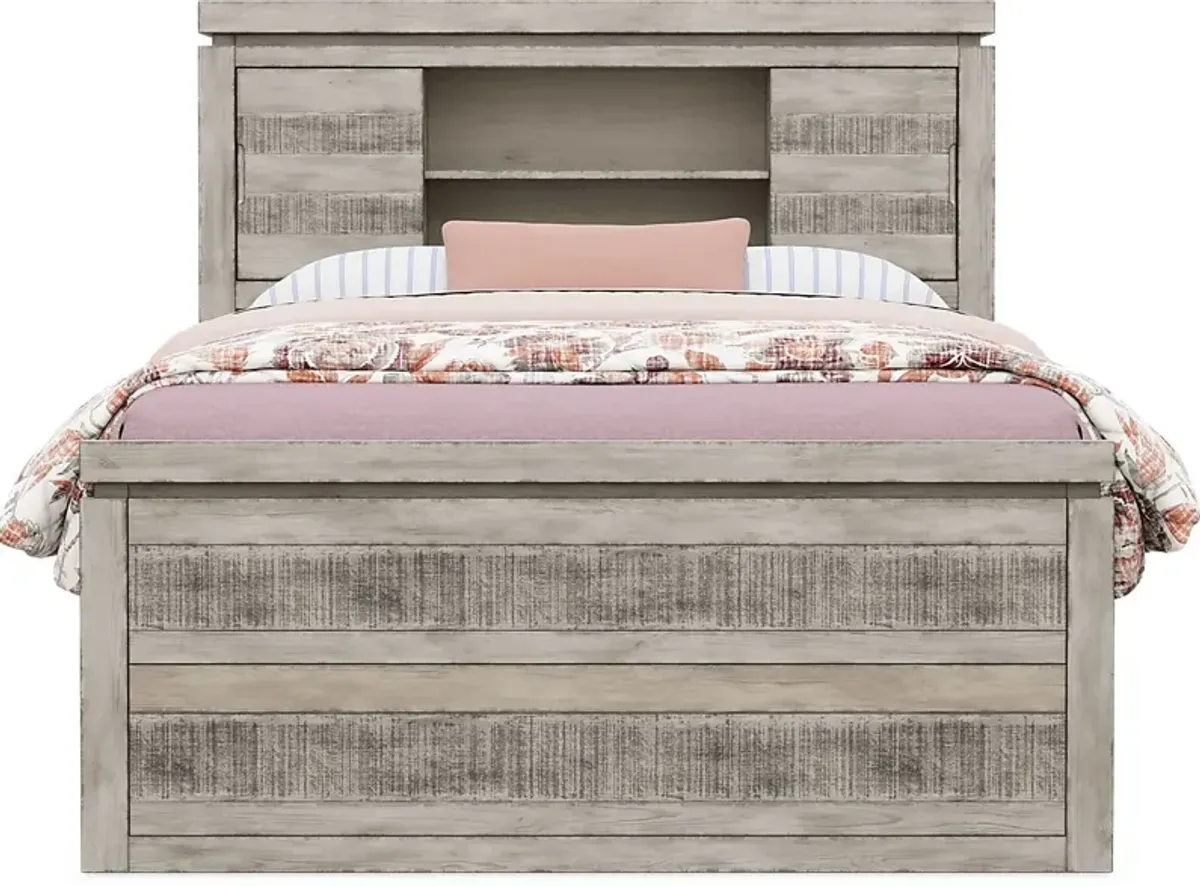 Kids Westover Hills Jr. Gray Full Bookcase Bed with 2 Storage Side Rails