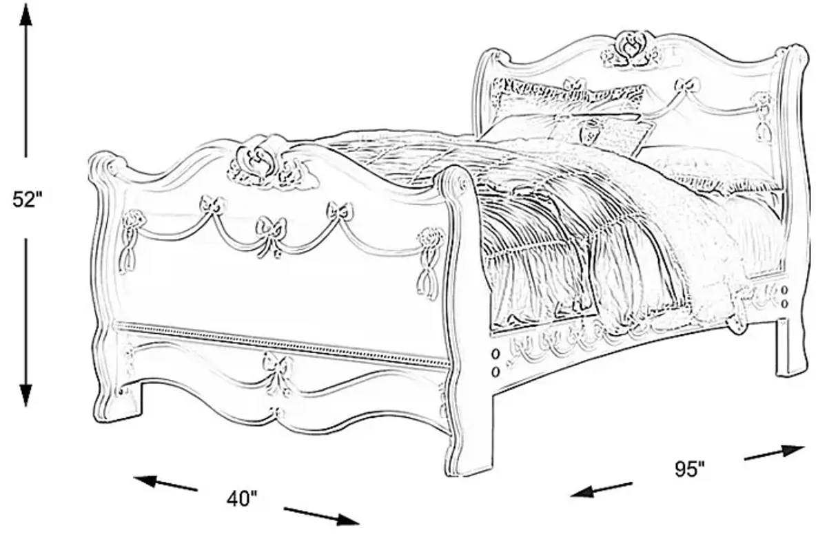 Disney Princess Fairytale White 3 Pc Twin Sleigh Bed