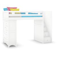 Ivy League 2.0 White Twin Step Loft with Chest